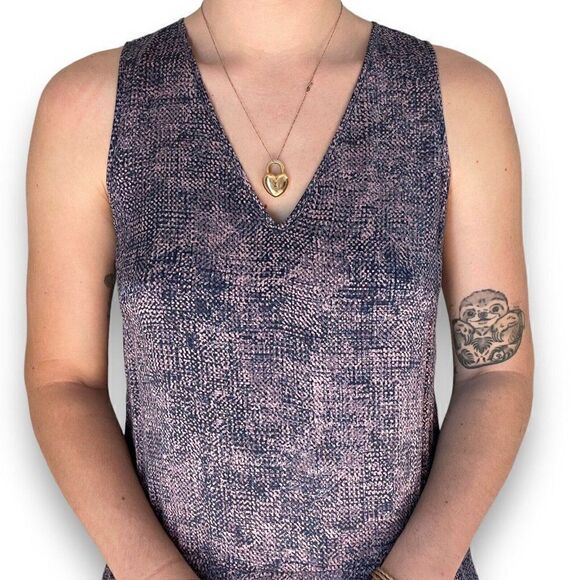 NWOT Rebecca Taylor Womens Blue Purple Geometric Ruffle Silk Mini Dress Sz 6 - Picture 6 of 8